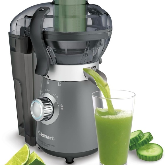 Cuisinart Gray Slow-Press Juicer with Clear Cup and Green Juice - Picture 3 of 3